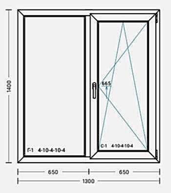 Окно пластиковое 1300х1400
